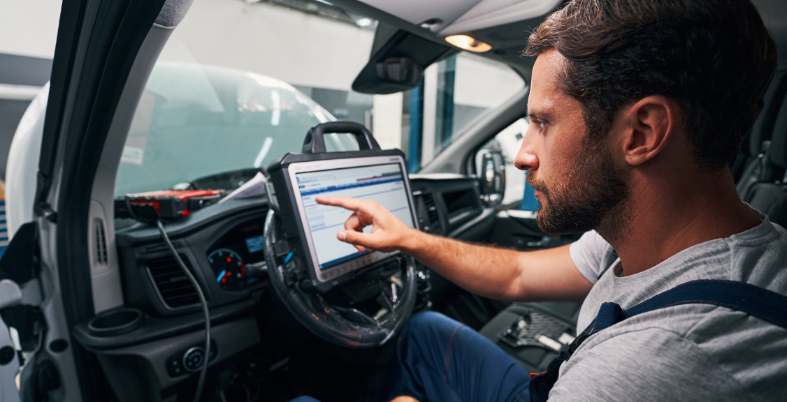 a man checking on an ELD